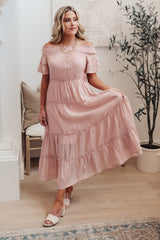 Olivia Tiered Maxi Dress in Pink
