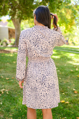 Animal Print Shirred Waist Dress