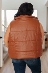Persistence Pays Off Leather Puffer Vest