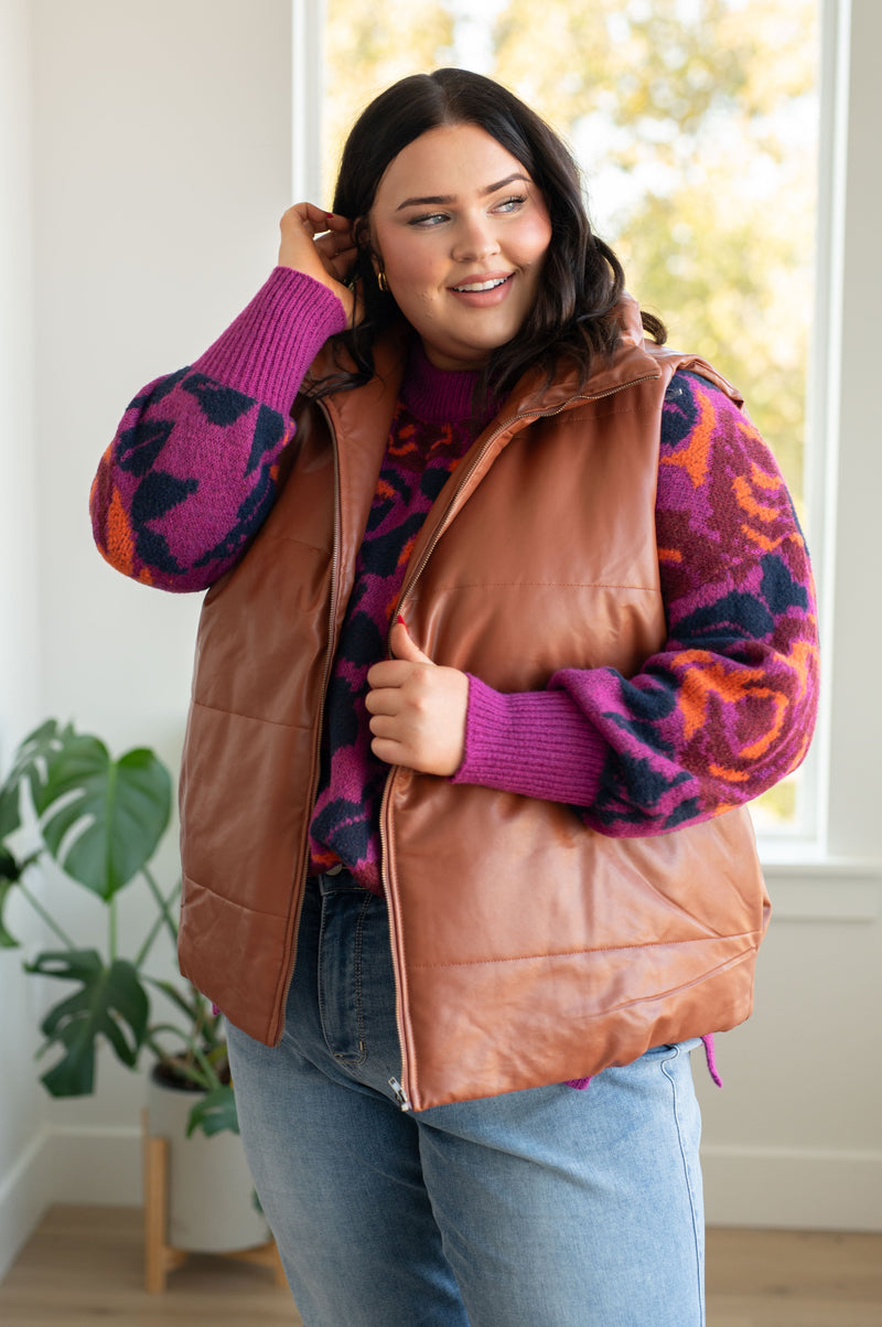 Persistence Pays Off Leather Puffer Vest