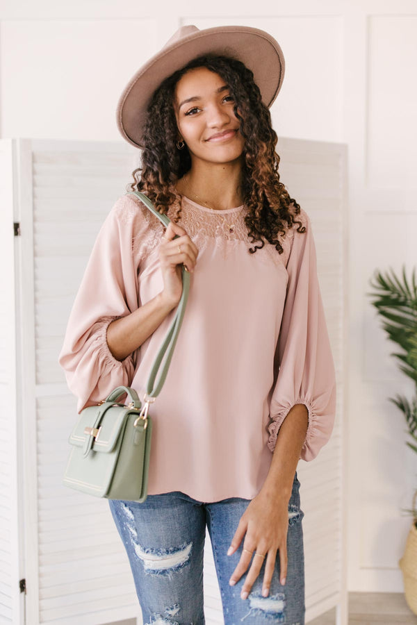 Straight Laced Blouse In Blush -SALE-