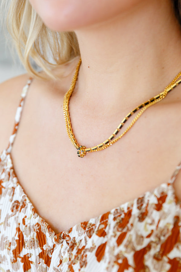 18K Gold & Black Dainty Necklace