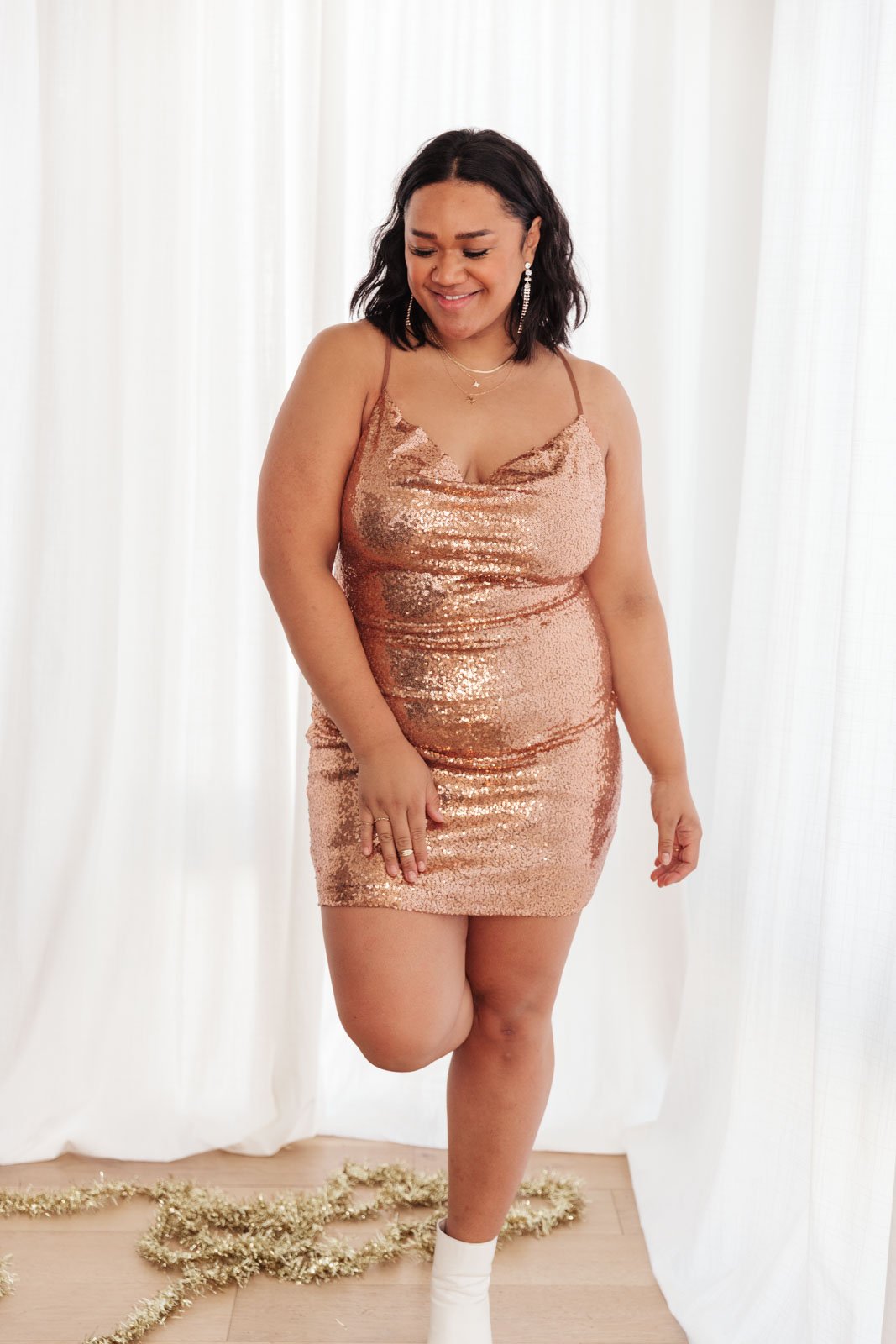 Shining in Sequins Dress in Gold -SALE-