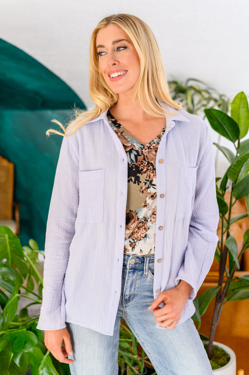 Skies The Limit Button Up in Lavender Blue