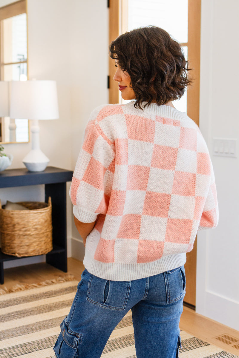 Chunky Knit Sweater Start Me Up Checkered Sweater