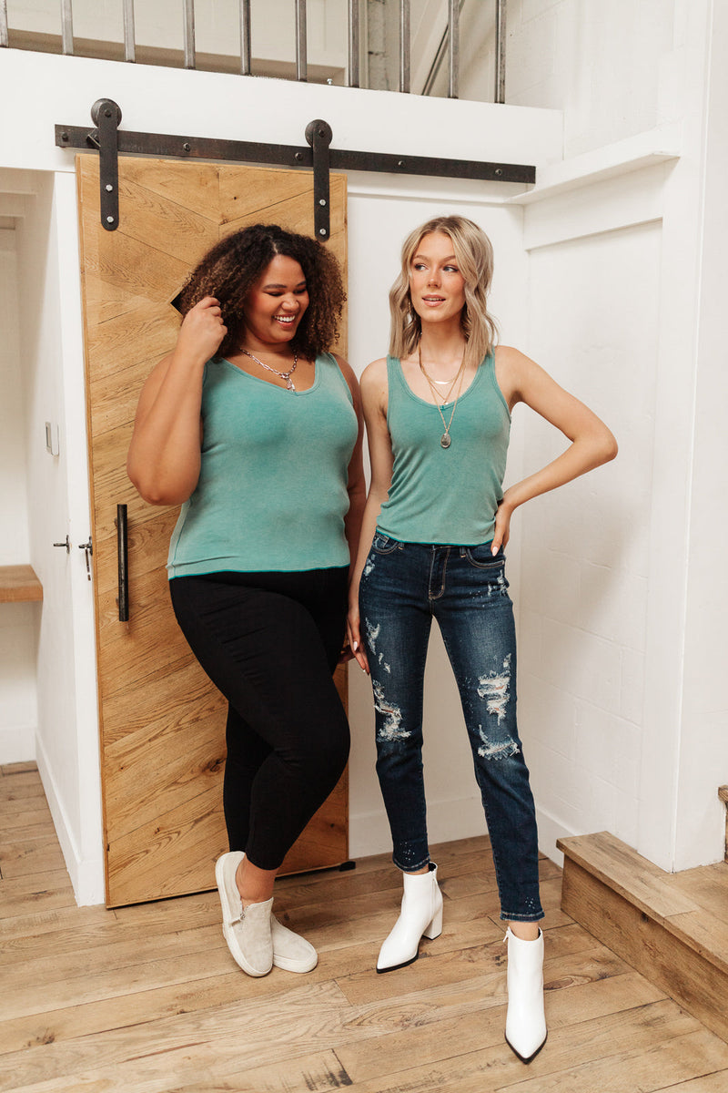 POL Stay Easy Tank In Aqua