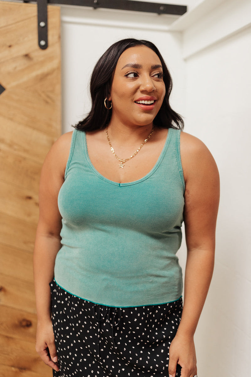 POL Stay Easy Tank In Aqua