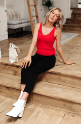 POL Stay Easy Tank In Cherry