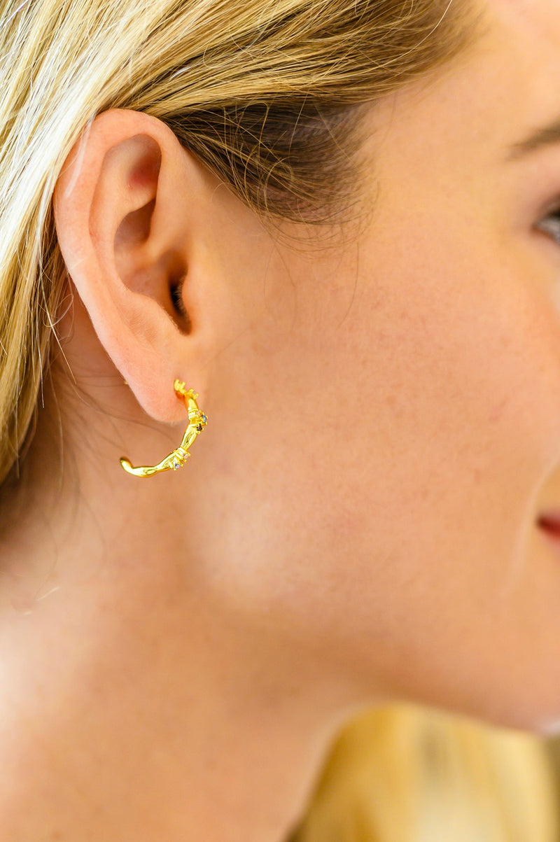 18k Gold Santana Studded Hoop Earrings