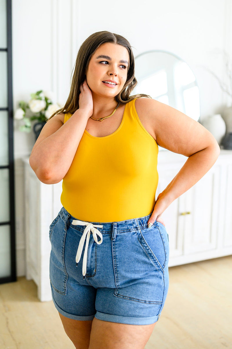 The Basics Reversible Longline Tank Top in Mustard – Forever Dolled Up