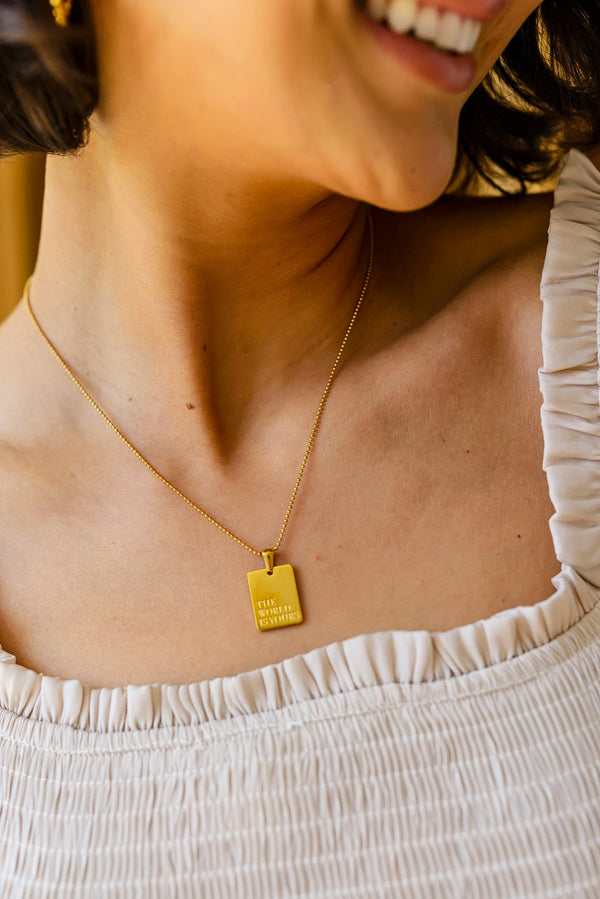 18k Gold Plated The World is Yours Pendant Necklace