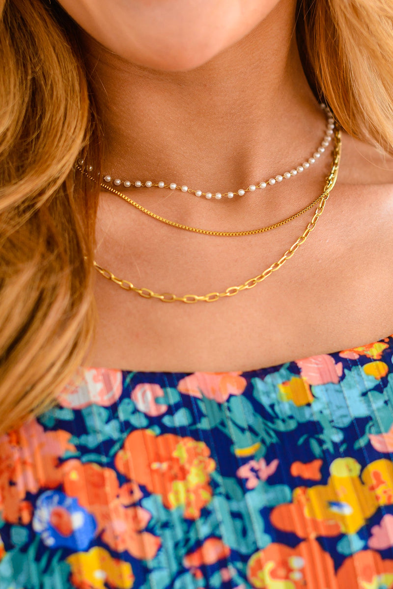 pearl layered necklace 18K Gold Triple Threat Layered Necklace