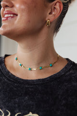 18K Gold Turquoise Squares Necklace