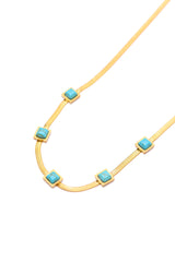 18K Gold Turquoise Squares Necklace