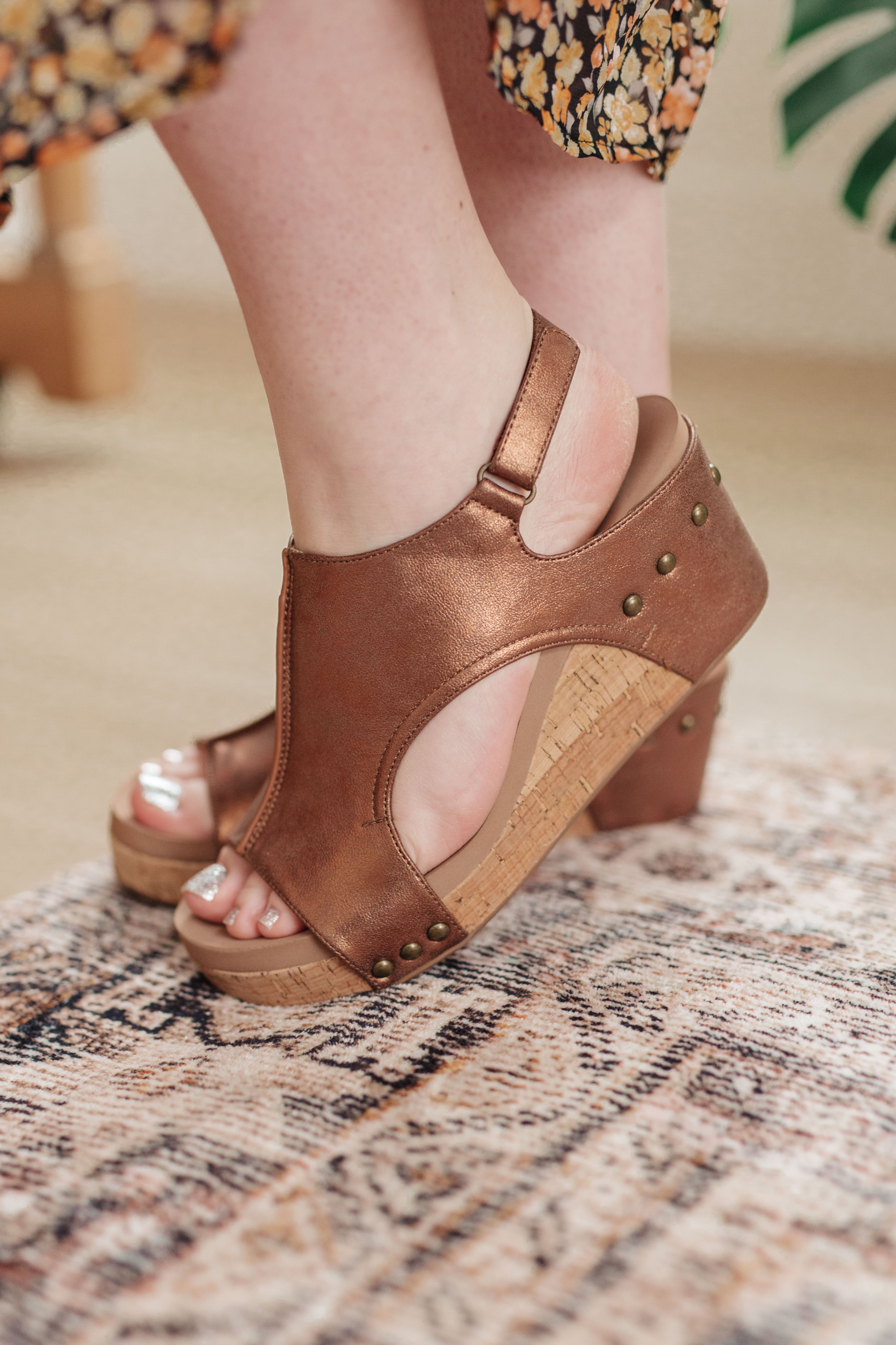 Corky’s Sandle Walk This Way Wedge Sandals in Antique Bronze