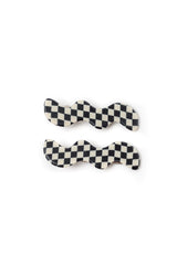 Wavy Clip Set in Checkered Black