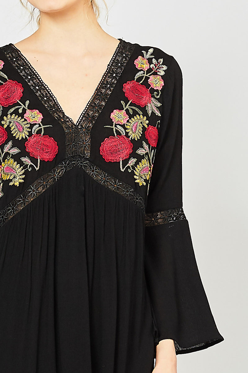 Black Embroidered Dress
