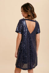 Taylor Swifty Sequin Dress In Midnight Blue