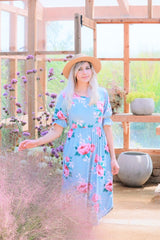 Rose Midi Dress In Powder Blue