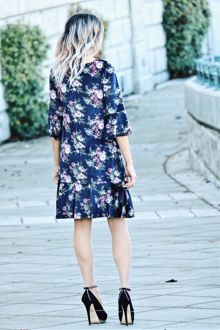 Set The Jewel Tone Floral Dress In Navy
