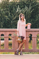 Timeless Love Striped Shift Dress In Peach